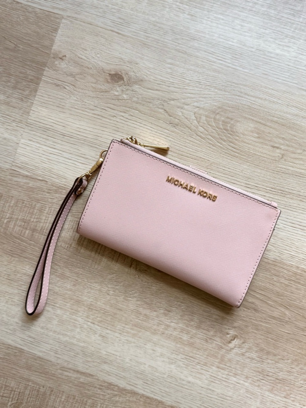 Michael Kors Jet Set Travel Double Zip Wristlet Wallet Powder Blush